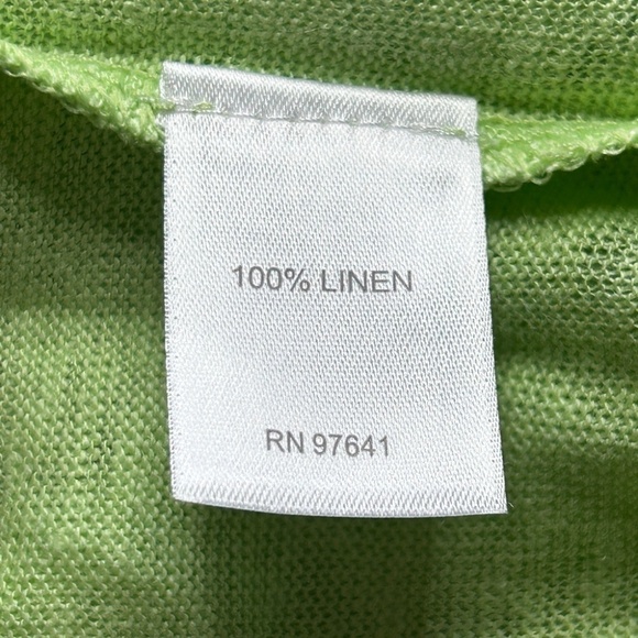 J. Jill Love Linen 100% V-Neck Top Tee Tank Shirt Lime Mint Green S Petite - Picture 12 of 16